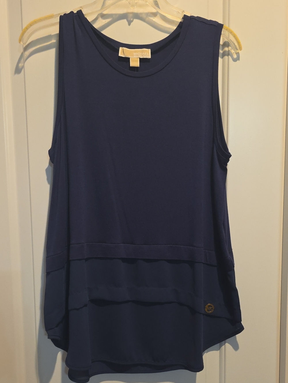 W13 Michael Kors Dark Blue Sleeveless Layered Tank